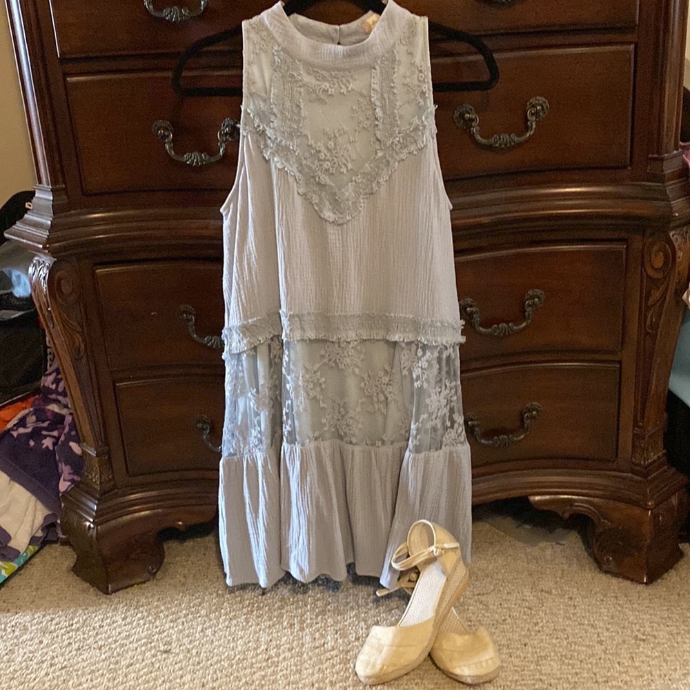 altar’d state size M nwot pale smokey blue shift dress